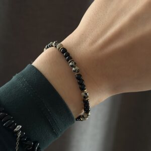 Bransoletka elastyczna onyks i jaspis dalmatyński