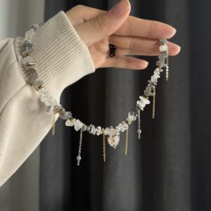 Naszyjnik Mia z labradorytem i kryształem górskim